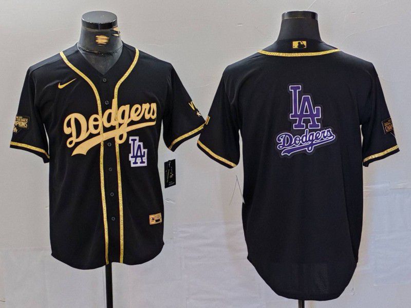Men Los Angeles Dodgers Blank Black gold Fashion Nike Game MLB Jersey style 7069